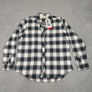 Weatherproof Vintage Shirt Womens Medium Black Plaid Comfort Stretch Button Down